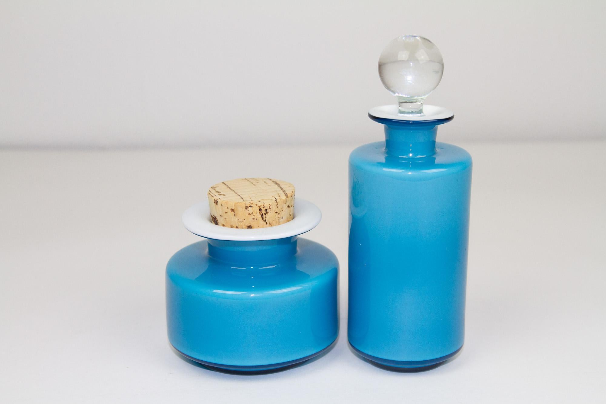 Vintage Danish Blue Palet Glass Jars by Michael Bang for Holmegaard, 1960s For Sale 1
