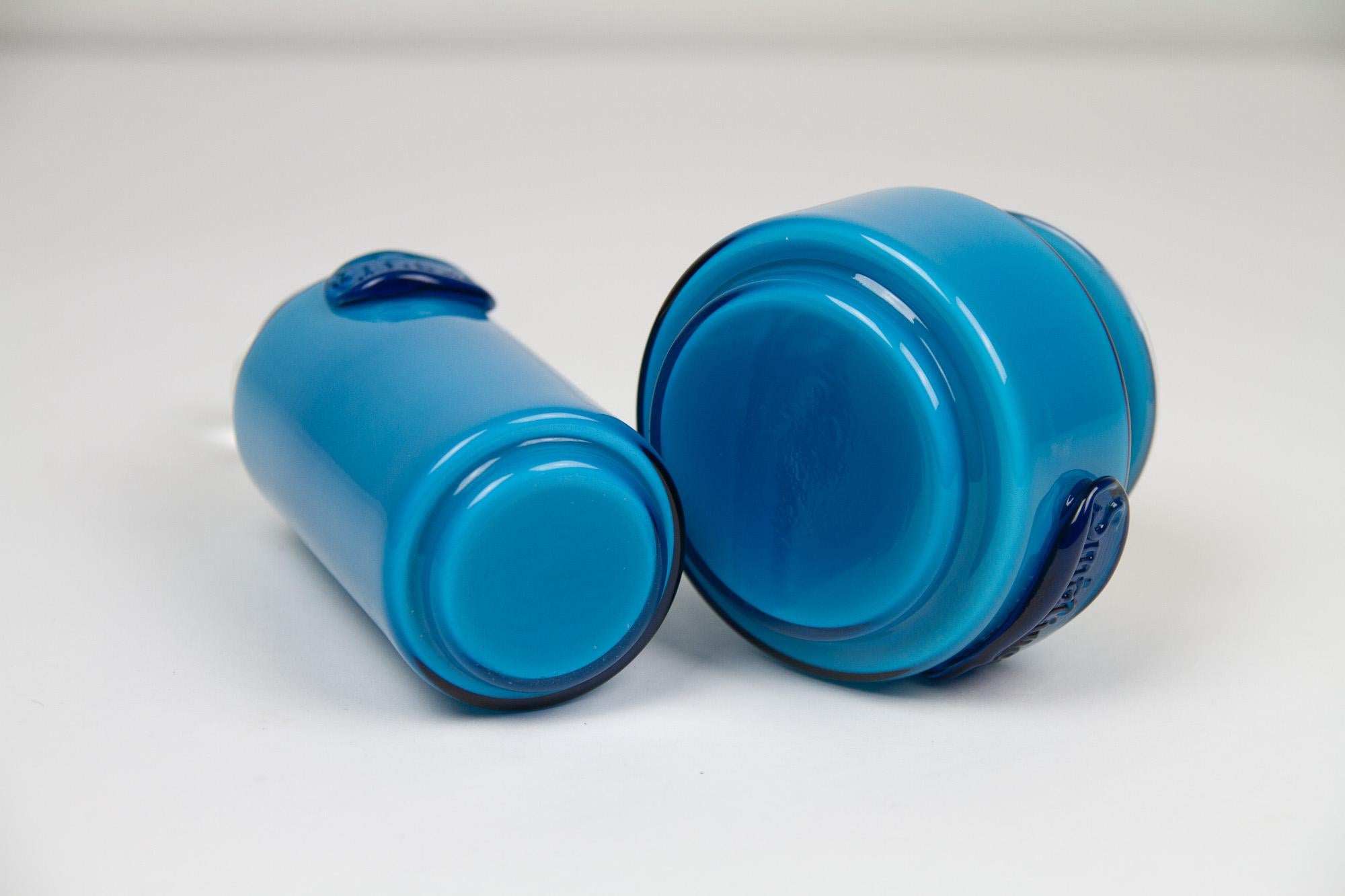 Vintage Danish Blue Palet Glass Jars by Michael Bang for Holmegaard, 1960s For Sale 2