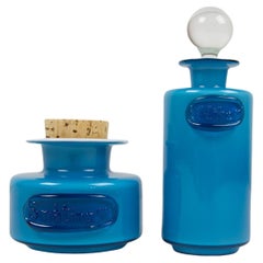 Vintage Danish Blue Palet Glass Jars by Michael Bang for Holmegaard, 1960s