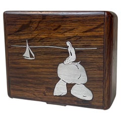 Vintage Danish Bog Oak Box with 'The Little Mermaid' in Silver, by AS 1960s