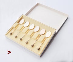 Vintage Danish Boxed Set 6 Coffee Spoons 925 Silver / 57 gr