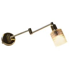 Vintage Danish Brass and Glass Swing Arm Wall Lamp from ABO, 1980s