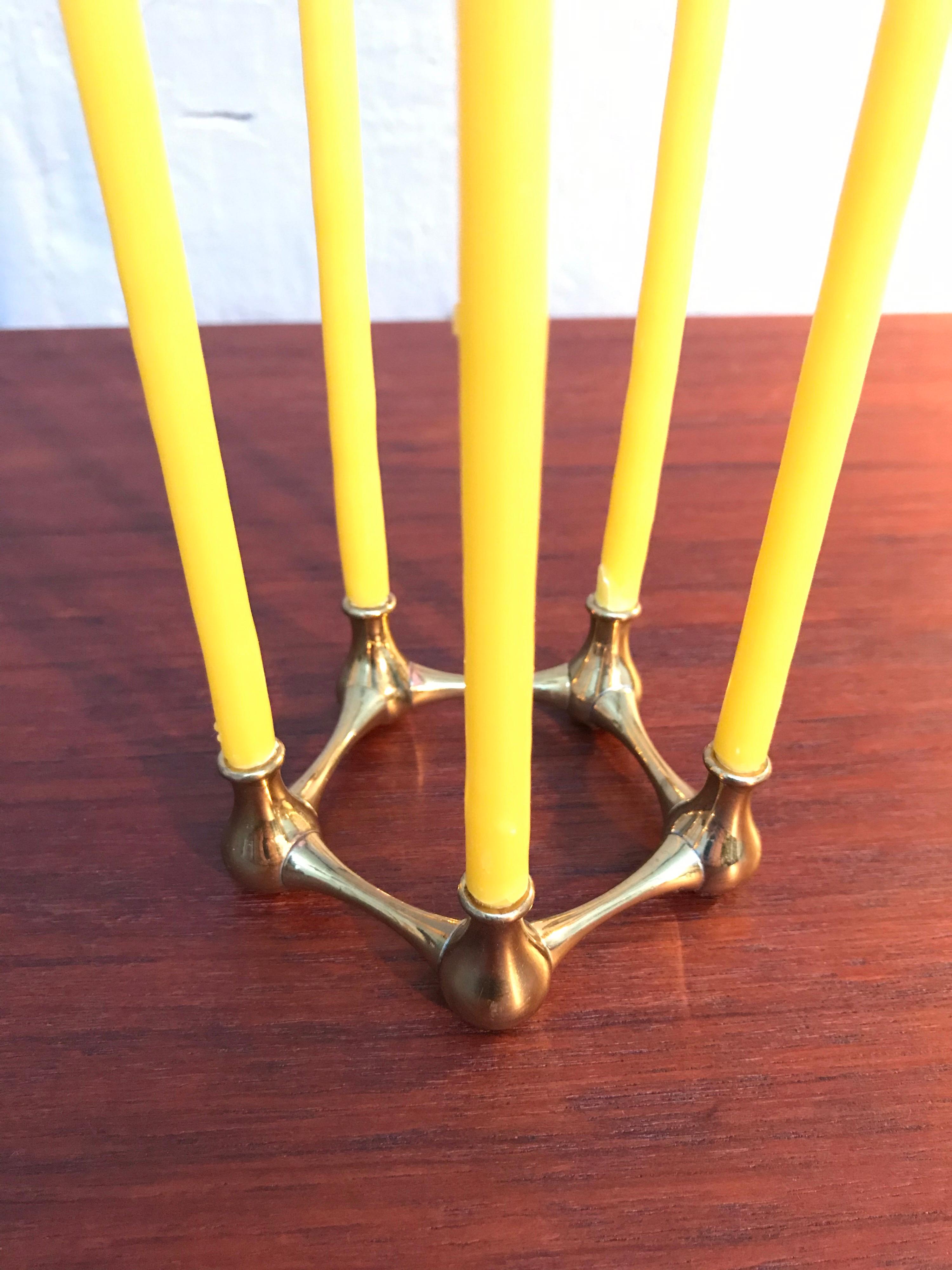Mid-20th Century Vintage Danish Brass Candleholder by Jen H. Quistgaard For Sale