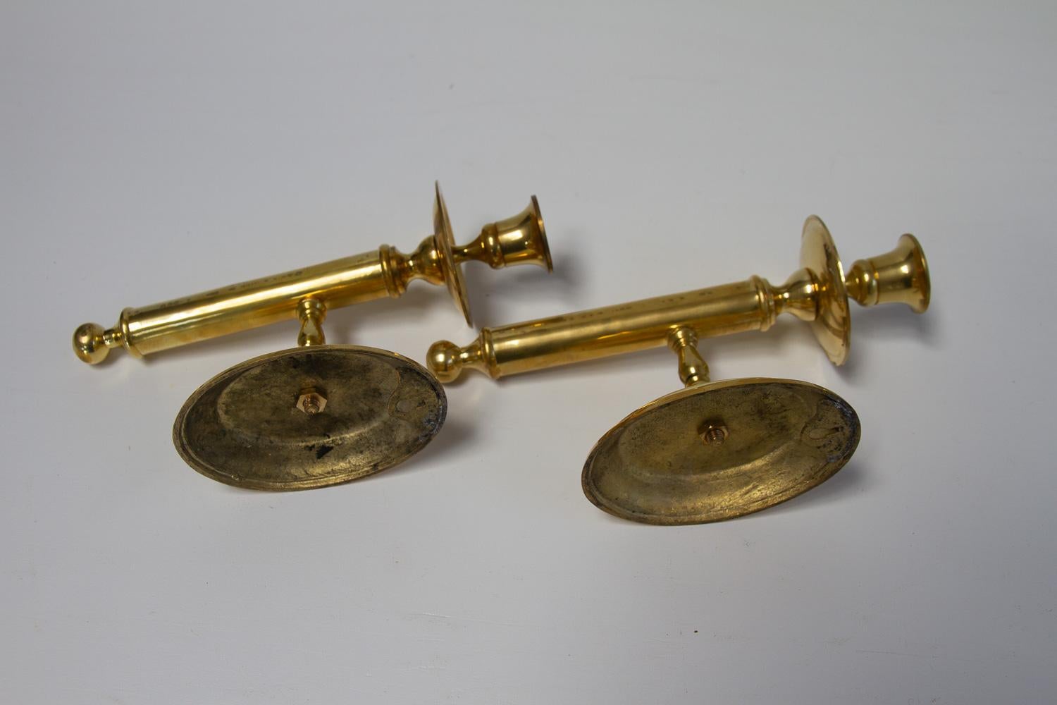 Vintage Danish Brass Candle Sconces, 1950s. Set of 2. 7
