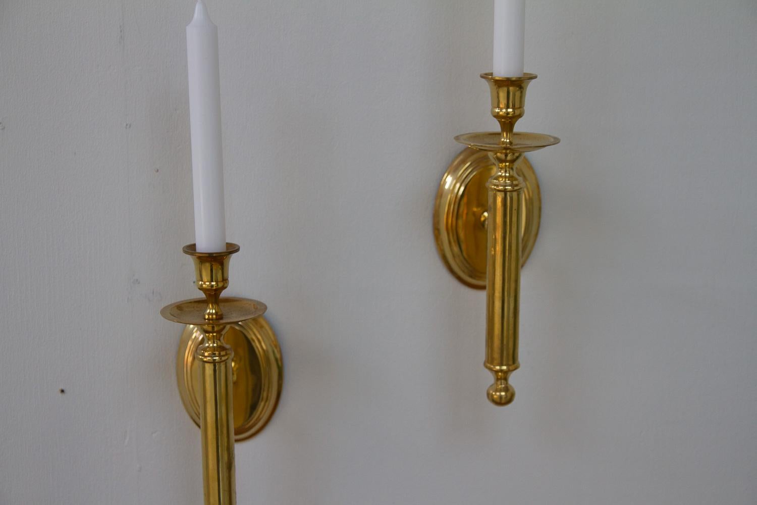 Mid-20th Century Vintage Danish Brass Candle Sconces, 1950s. Set of 2.