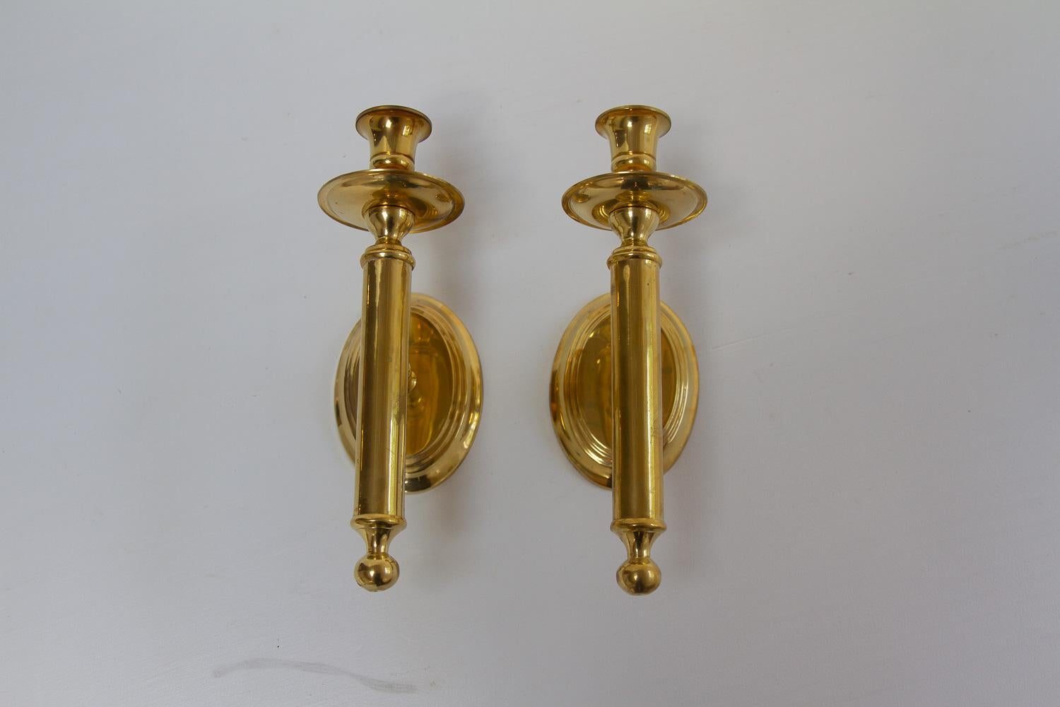 Vintage Danish Brass Candle Sconces, 1950s. Set of 2. 4