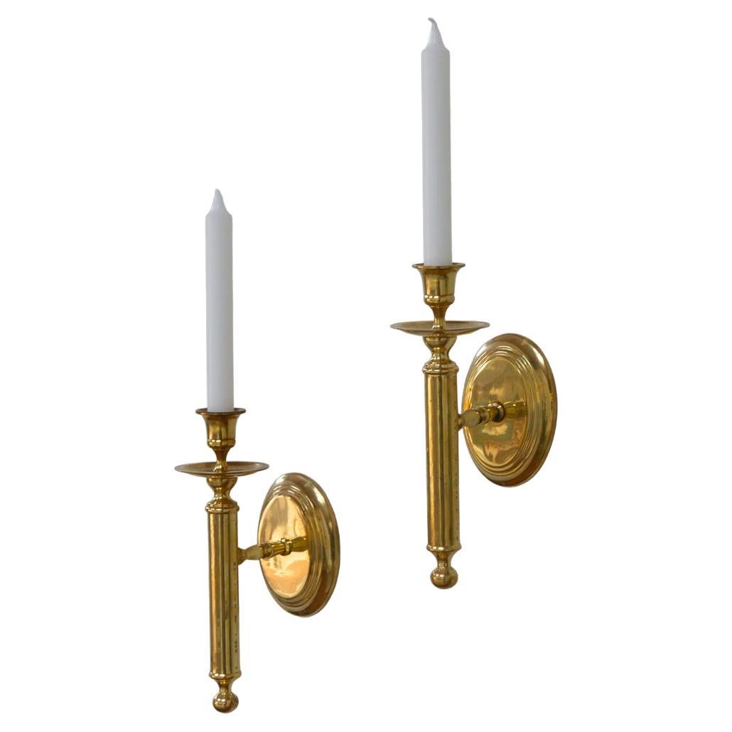 Vienne Solid Brass Taper Wall Sconce Pair