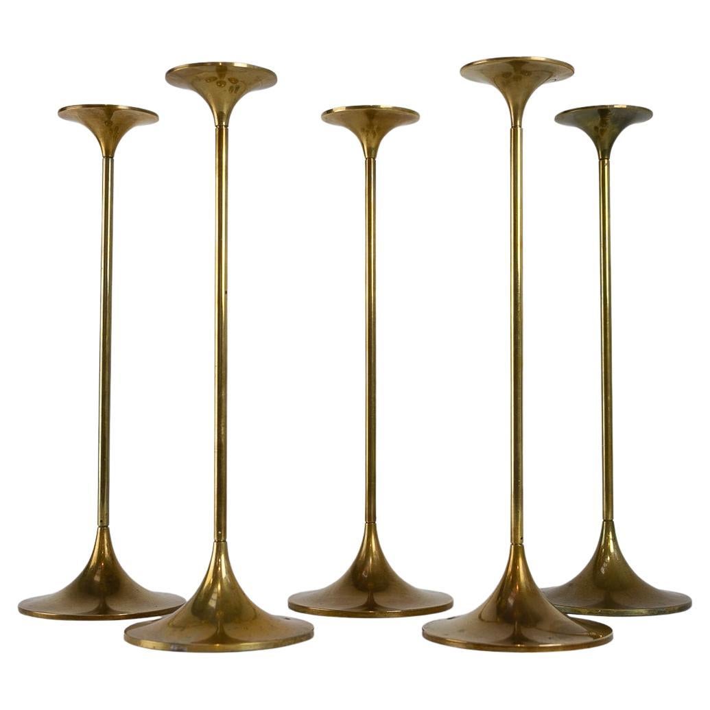 Vintage Danish Brass Candlesticks by Torben Ørskov 1960s. Set of 5.