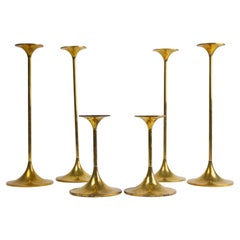 Vintage Danish Brass Candlesticks by Torben Ørskov 1960s. Set of 6.