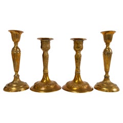 Vintage Danish Brass Candlesticks. Set of 4.