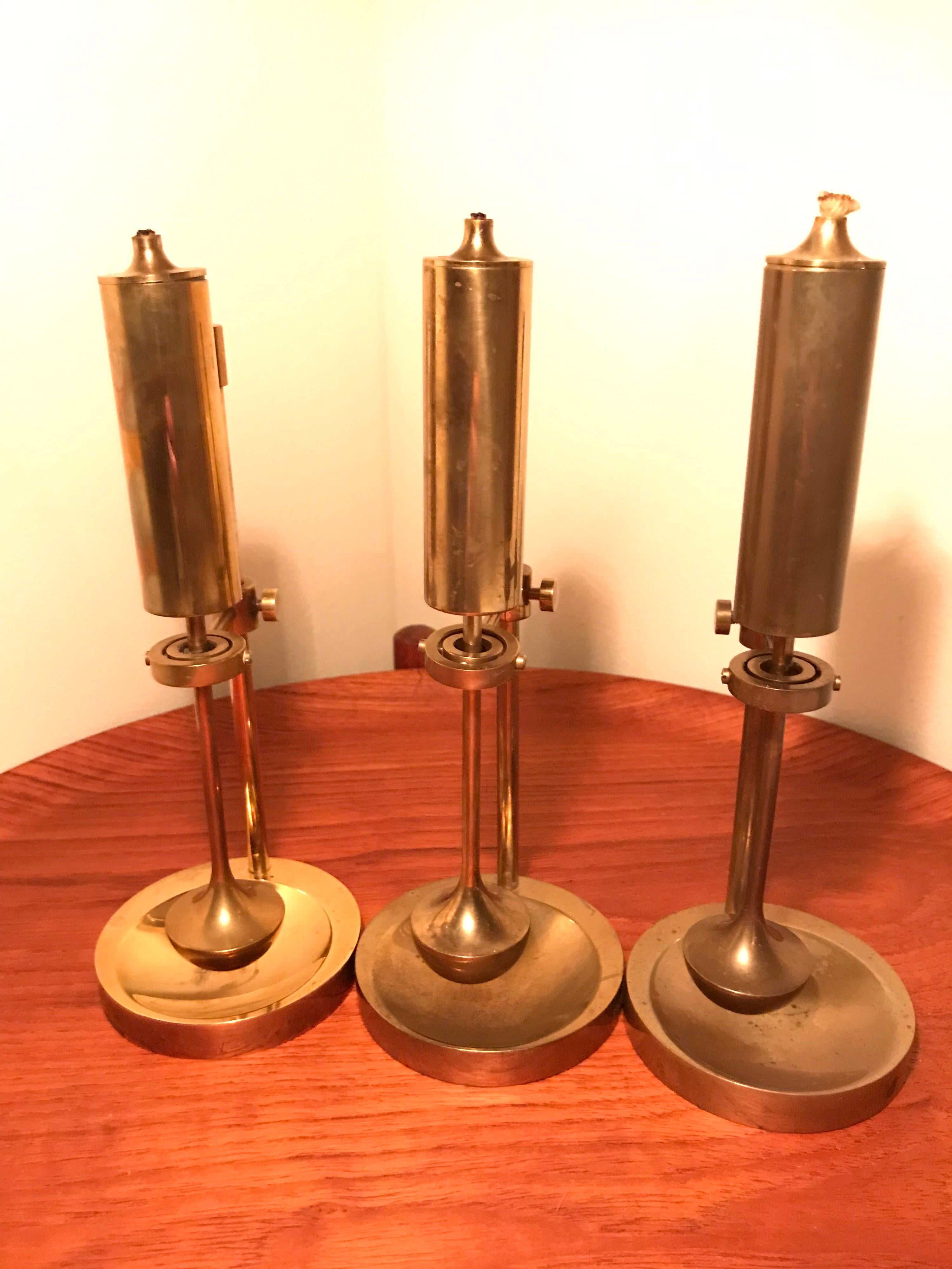 Mid-Century Modern Vintage Danish Brass Oil Lamp Designed by Ilse Ammonsen