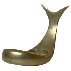 Vintage Danish Brass Whale Pipe Rest in the Style of Carl Auböck, 1950s