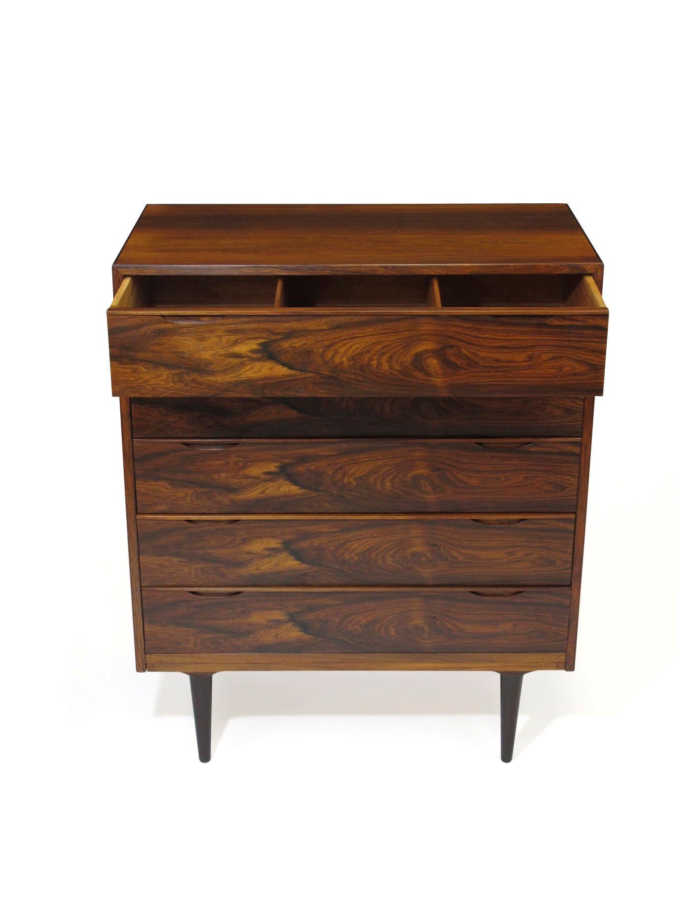 Oiled Vintage Danish Brazilian Rosewood Chest of Drawers