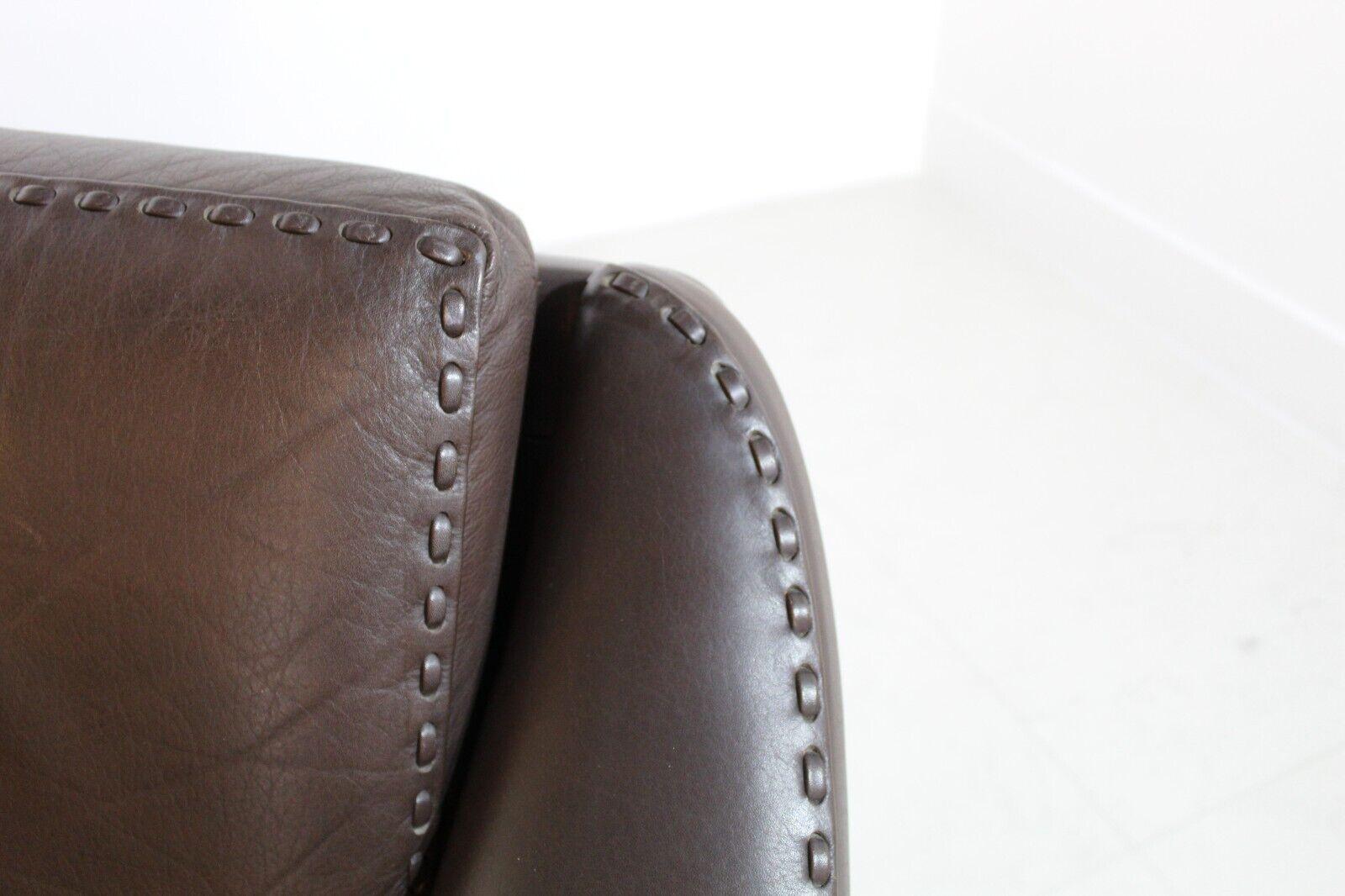 20th Century Danish Brown Leather Sofa, Three-Seater, 1970's