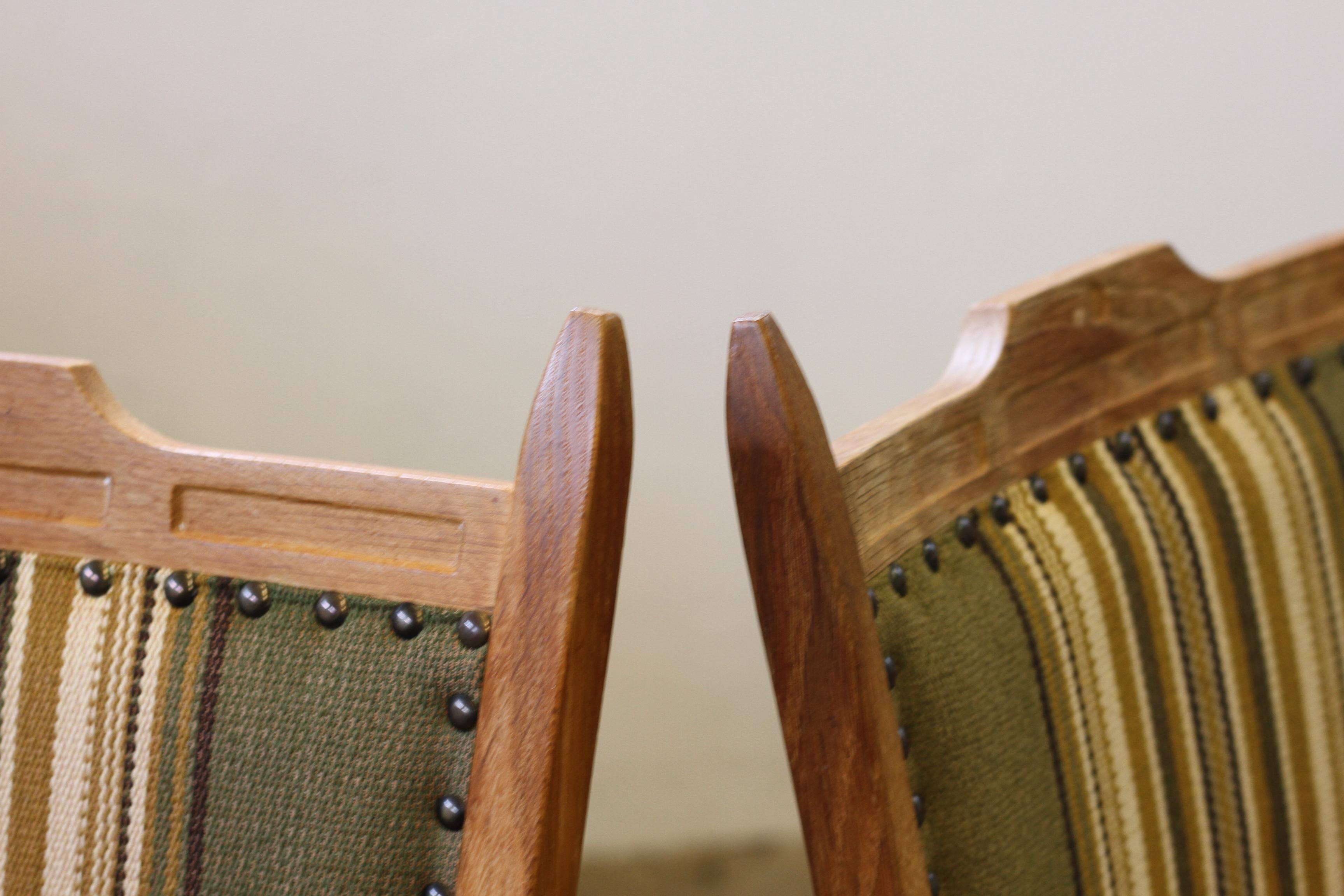 Vintage Danish Brutalisme Oak Dining Chairs, style of Henning Kjærnulf For Sale 5