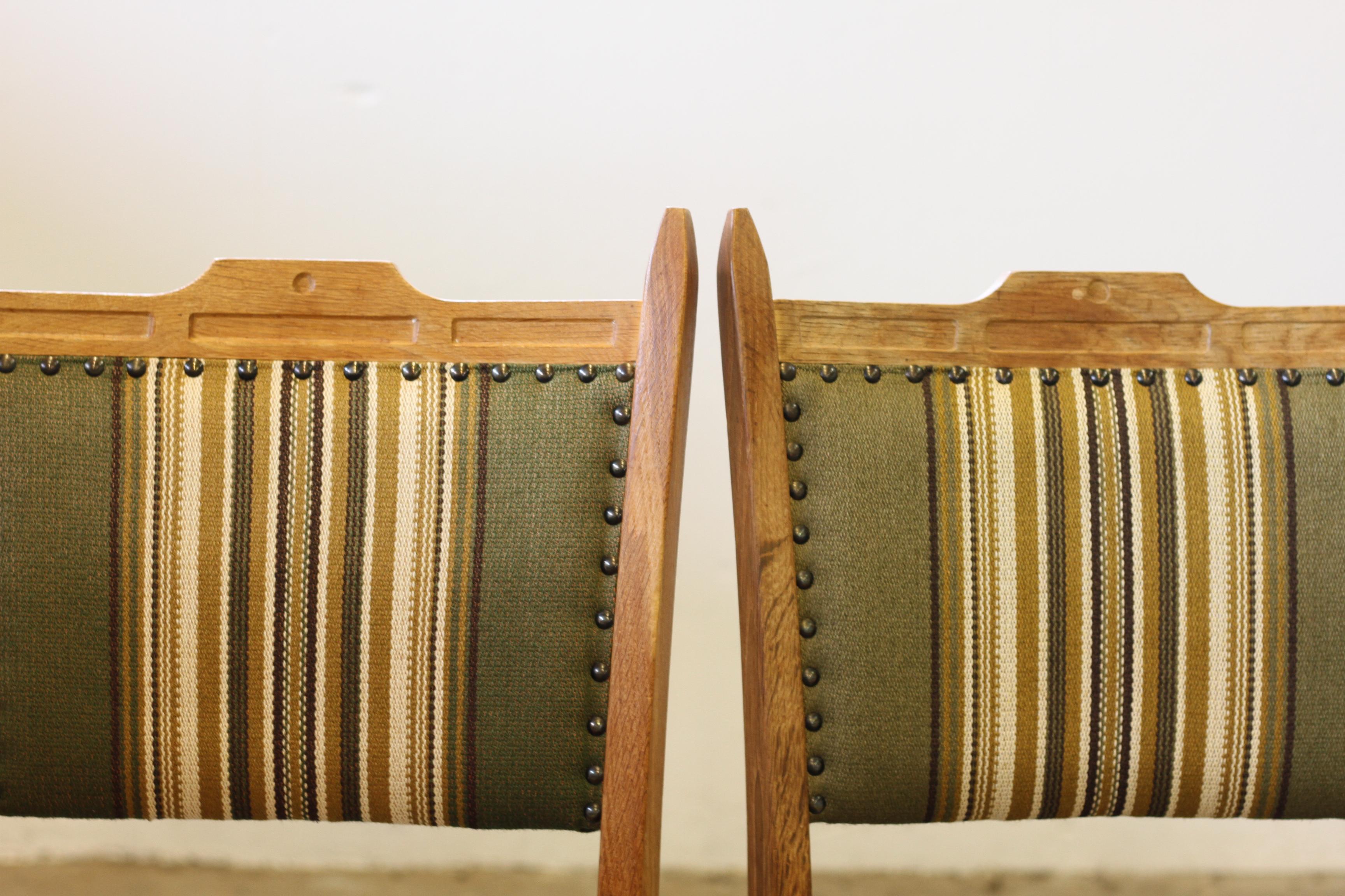 Vintage Danish Brutalisme Oak Dining Chairs, style of Henning Kjærnulf For Sale 6