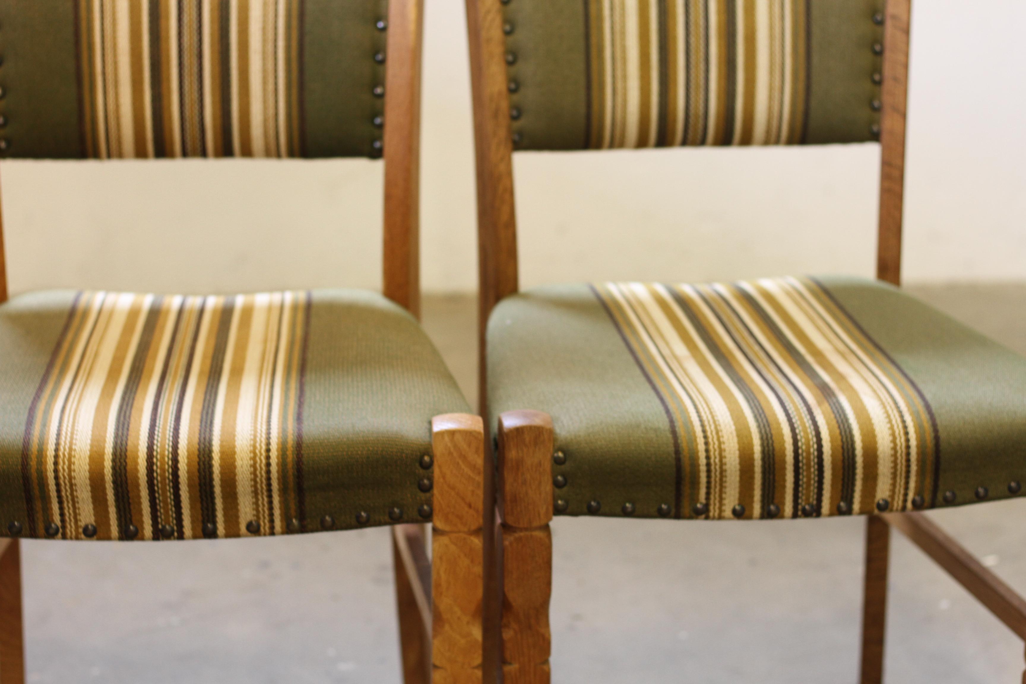 Vintage Danish Brutalisme Oak Dining Chairs, style of Henning Kjærnulf For Sale 7