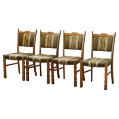 Vintage dänische Brutalisme Oak Esszimmerstühle, Stil von Henning Kjærnulf