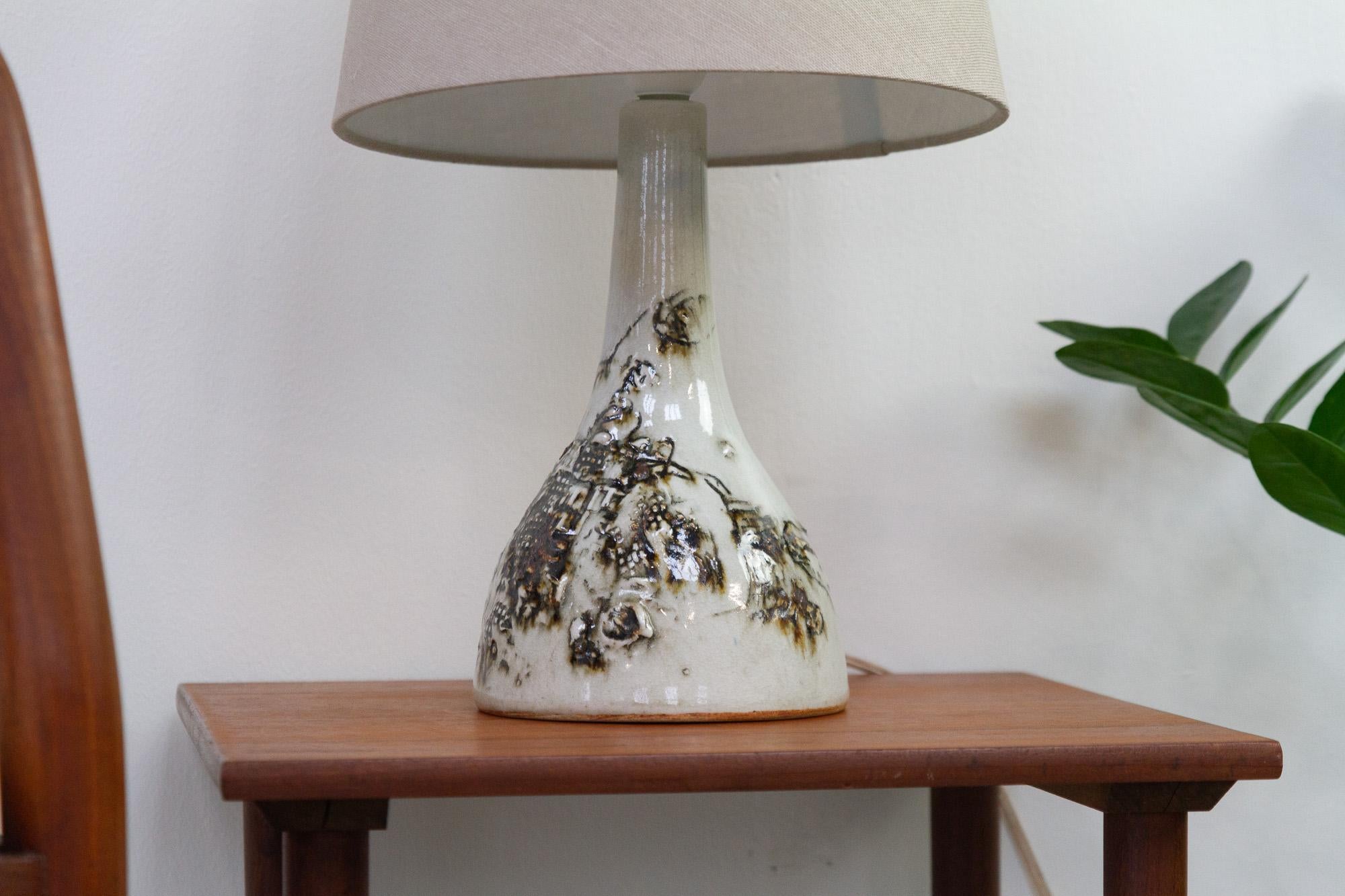 Vintage Danish Brutalist Ceramic Table Lamp by Conny Walther, 1960s For Sale 8