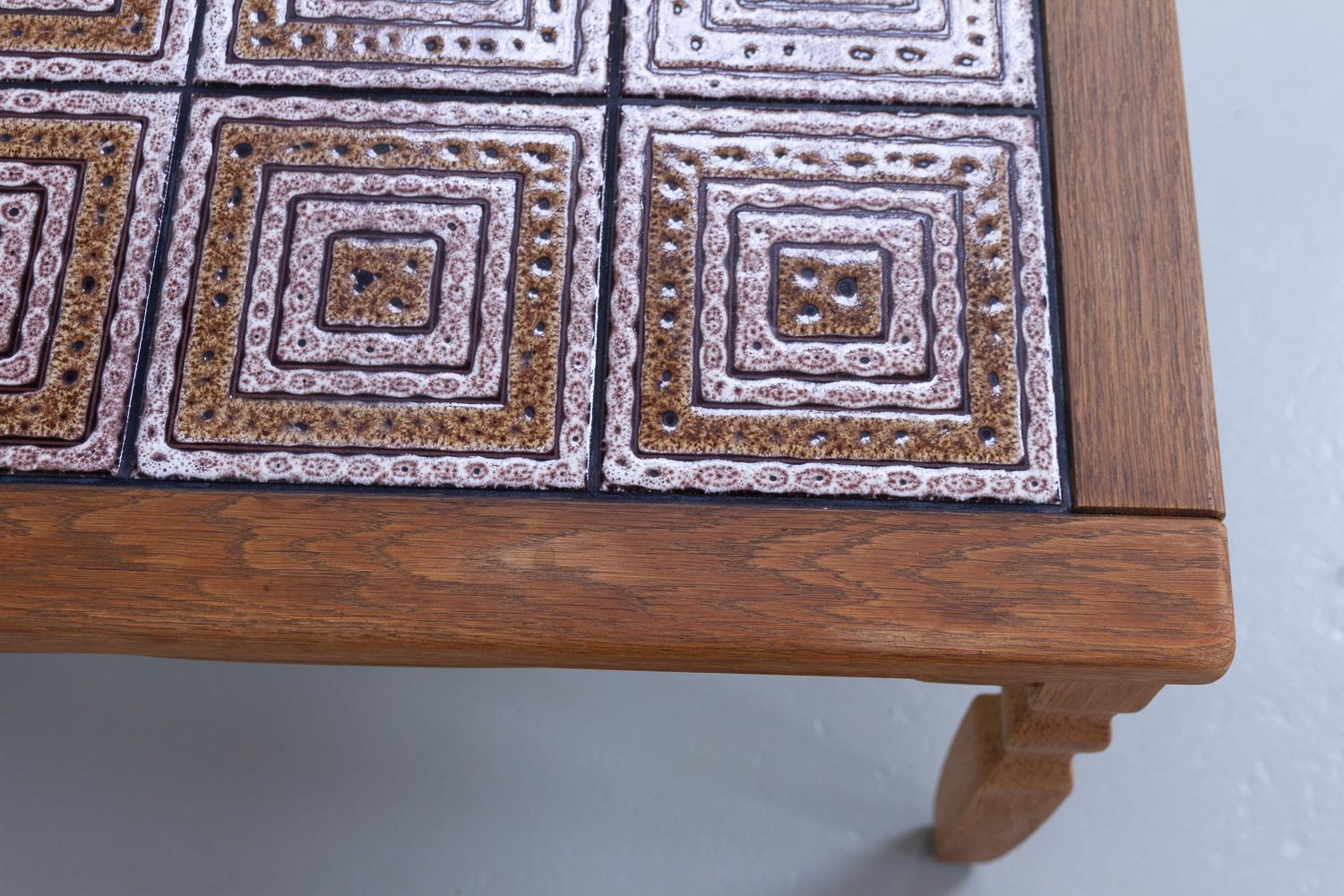Vintage Danish Brutalist Coffee Table in Oak with Tiles, 1960s. For Sale 6