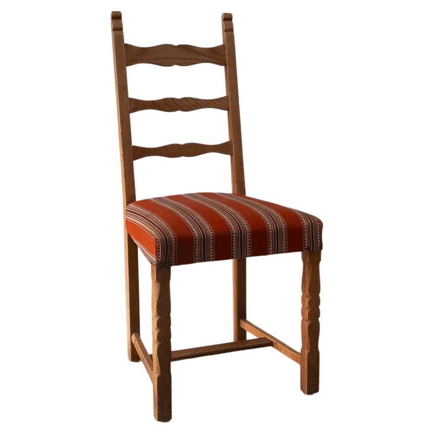 Vintage Danish Brutalist Ladder Back Oak Dining Chair, 1960s.  For Sale