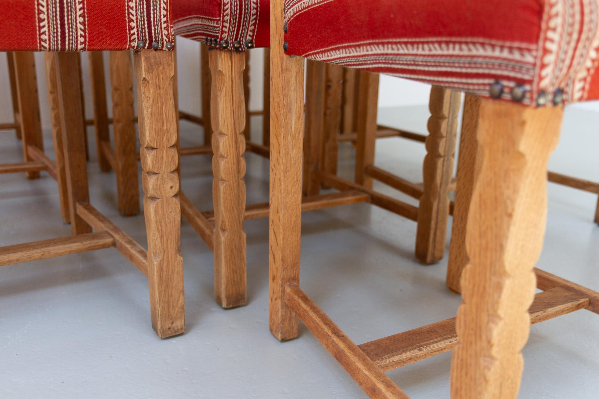 Chaises de salle à manger vintage danoises en chêne à dossier en échelle, années 1960. Lot de 10. en vente 4