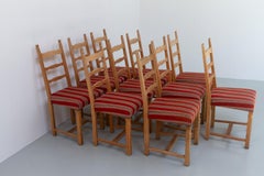 Vintage Danish Brutalist Ladder Back Oak Dining Chairs, 1960s. Set of 4.