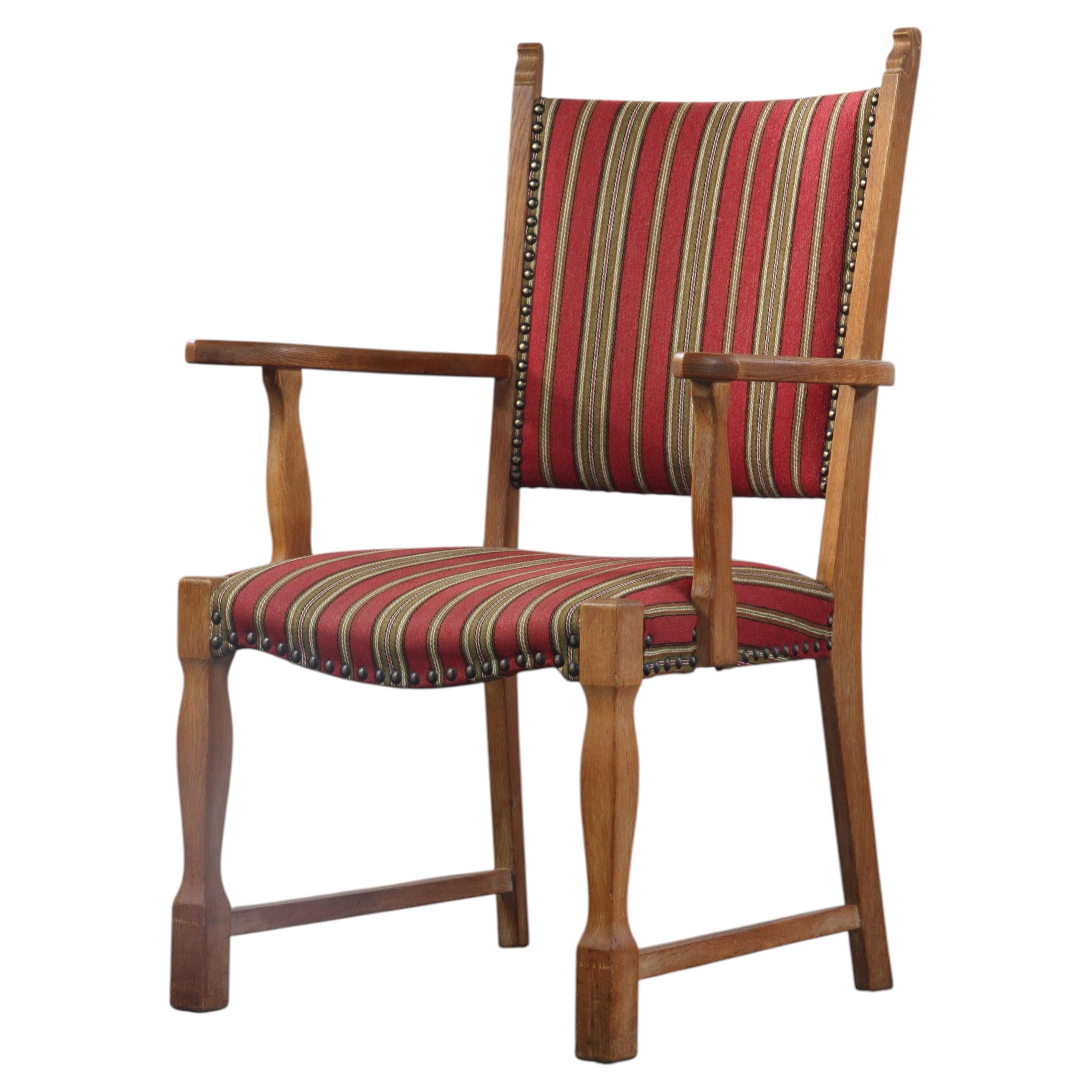 Vintage Danish Brutalist Oak Armchair in the style of Henning Kjærnulf, 1960s