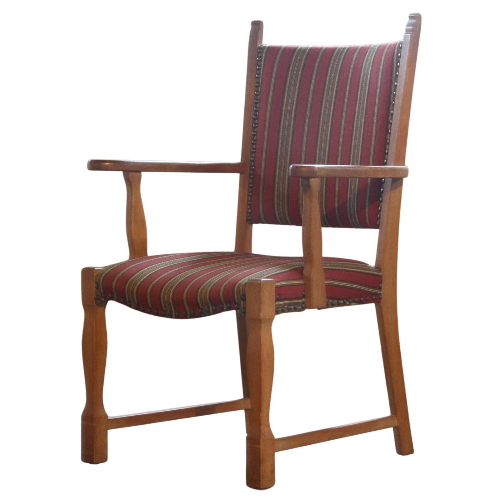 Vintage Danish Brutalist Oak Armchair style of Henning Kjærnulf, 1960s