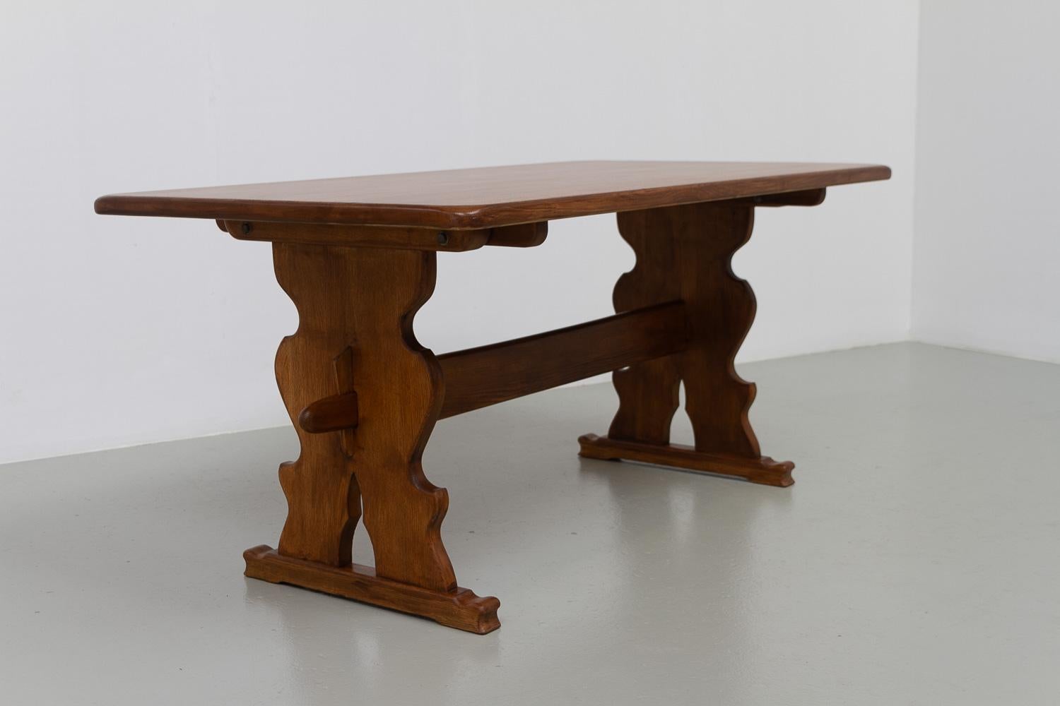 Vintage Danish Brutalist Oak Dining Table, 1960s. For Sale 6