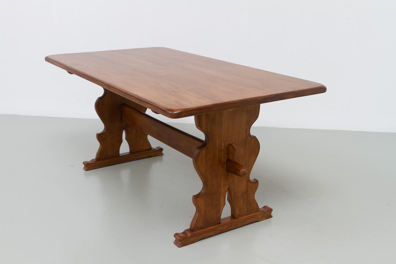 Vintage Danish Brutalist Oak Dining Table, 1960s. For Sale 7