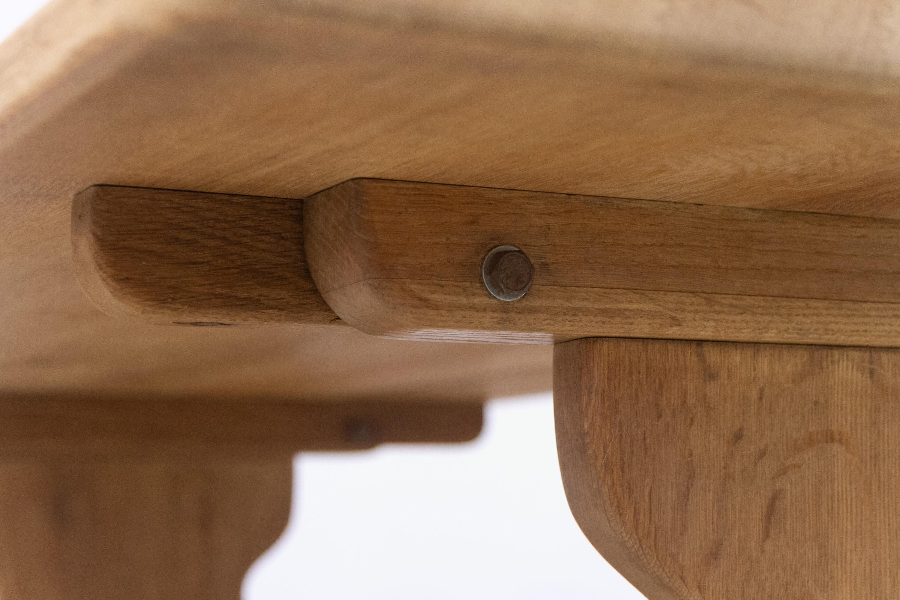Vintage Danish Brutalist Oak Dining Table, 1960s. For Sale 7
