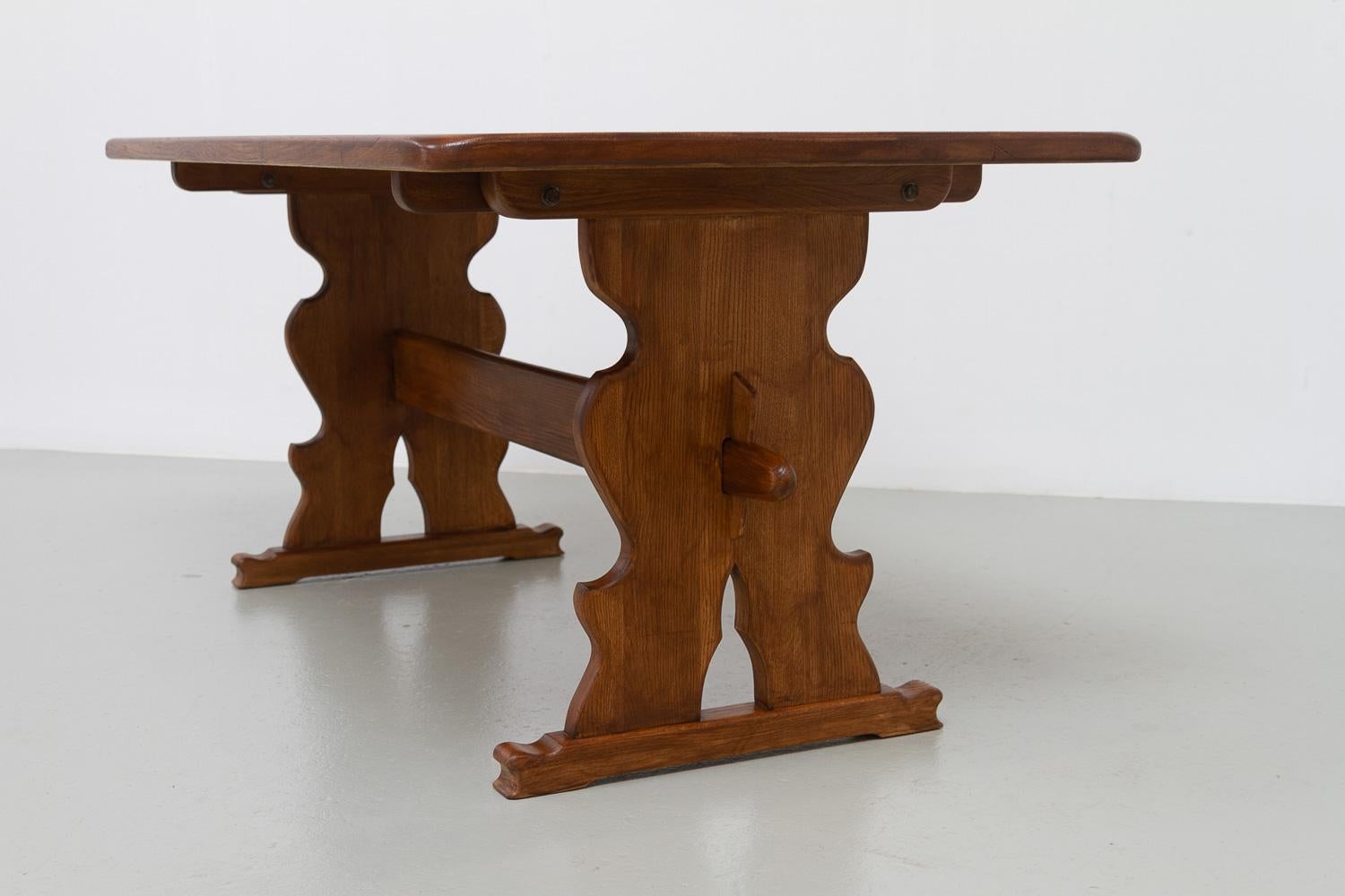 Vintage Danish Brutalist Oak Dining Table, 1960s. For Sale 8
