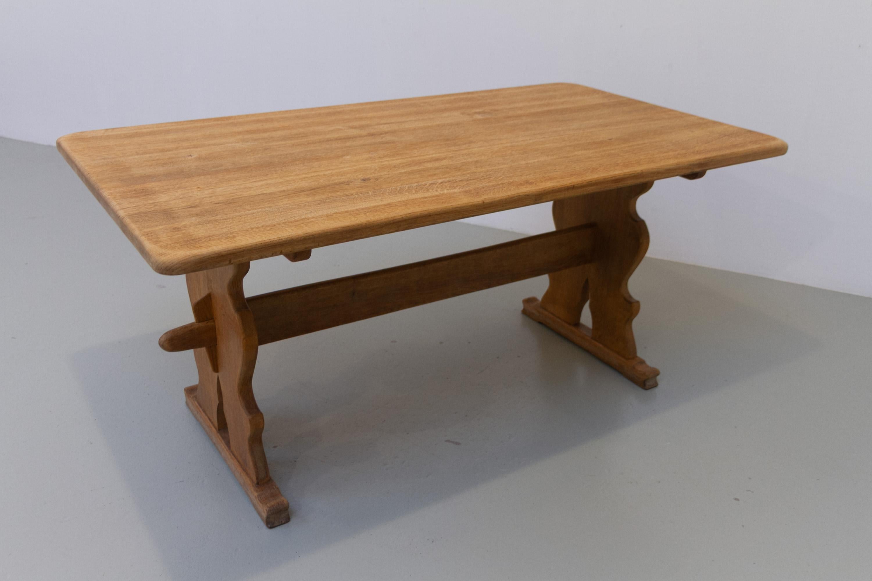 Vintage Danish Brutalist Oak Dining Table, 1960s. For Sale 8