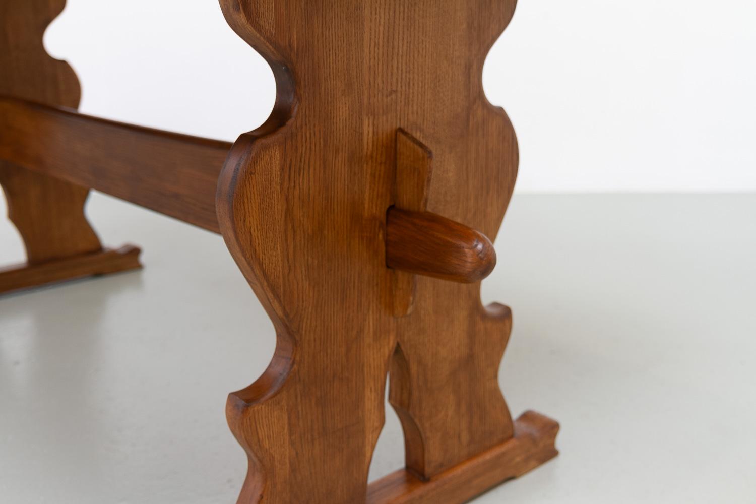 Vintage Danish Brutalist Oak Dining Table, 1960s. For Sale 10