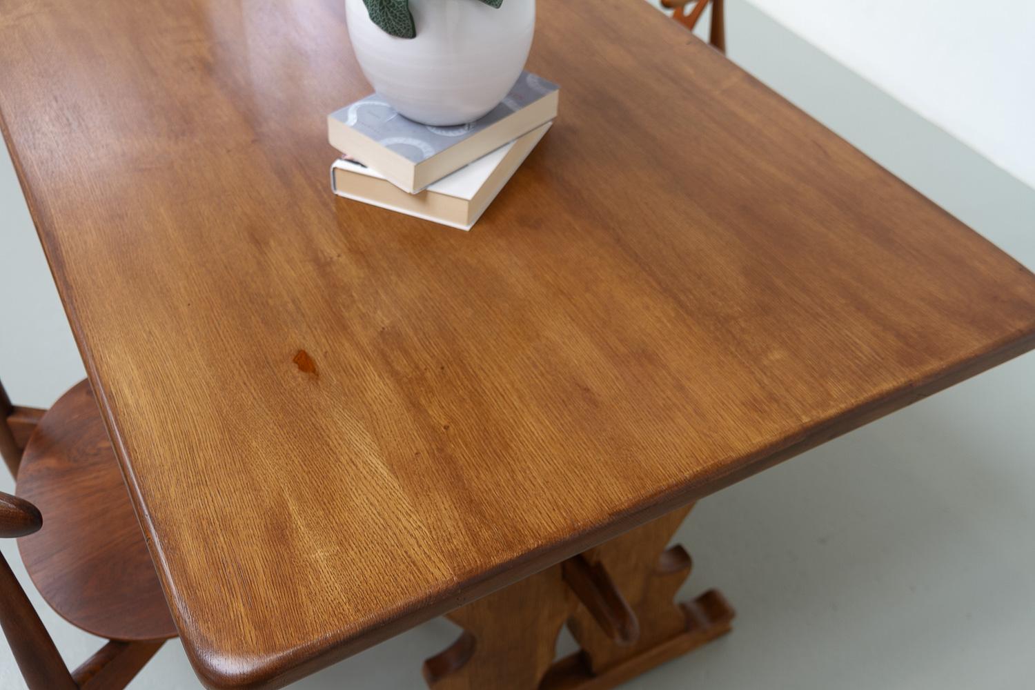 Vintage Danish Brutalist Oak Dining Table, 1960s. For Sale 12