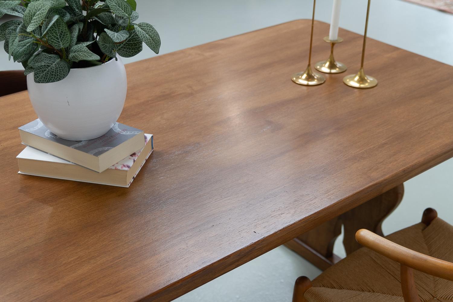 Vintage Danish Brutalist Oak Dining Table, 1960s. For Sale 13