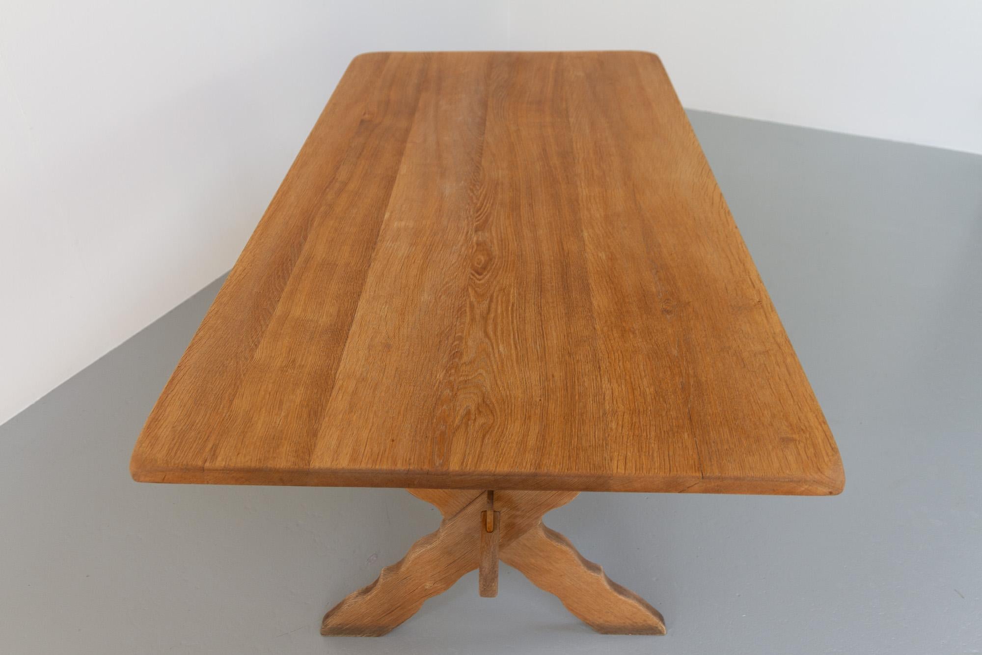 Mid-20th Century Vintage Danish Brutalist Oak Dining Table, 1960s. For Sale