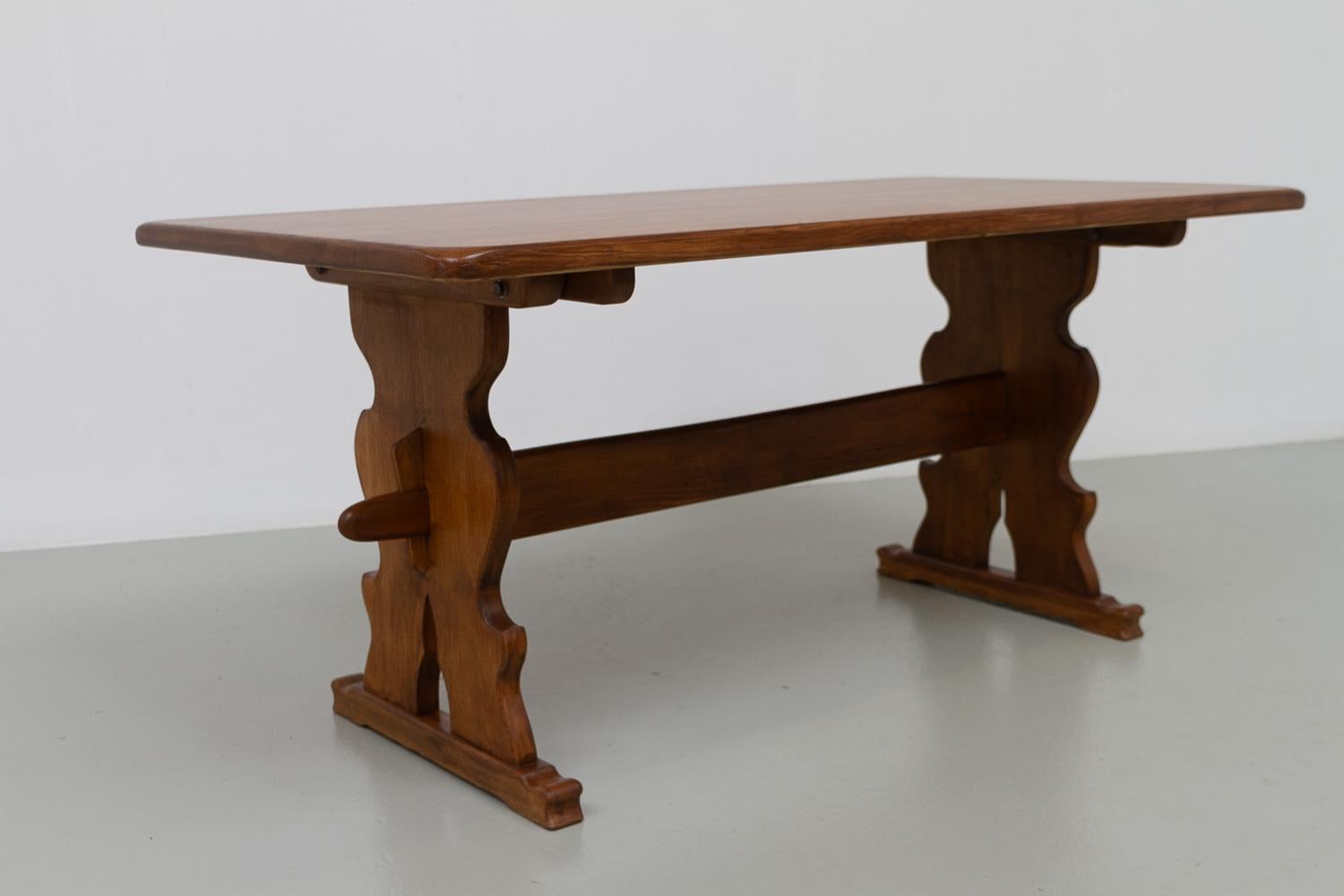 Mid-20th Century Vintage Danish Brutalist Oak Dining Table, 1960s. For Sale
