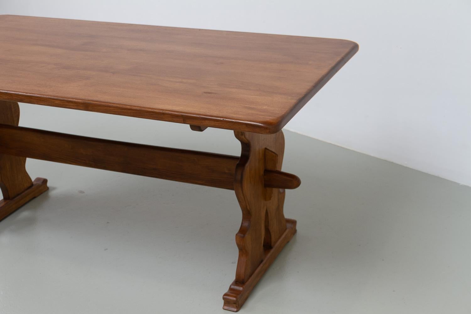 Vintage Danish Brutalist Oak Dining Table, 1960s. For Sale 2