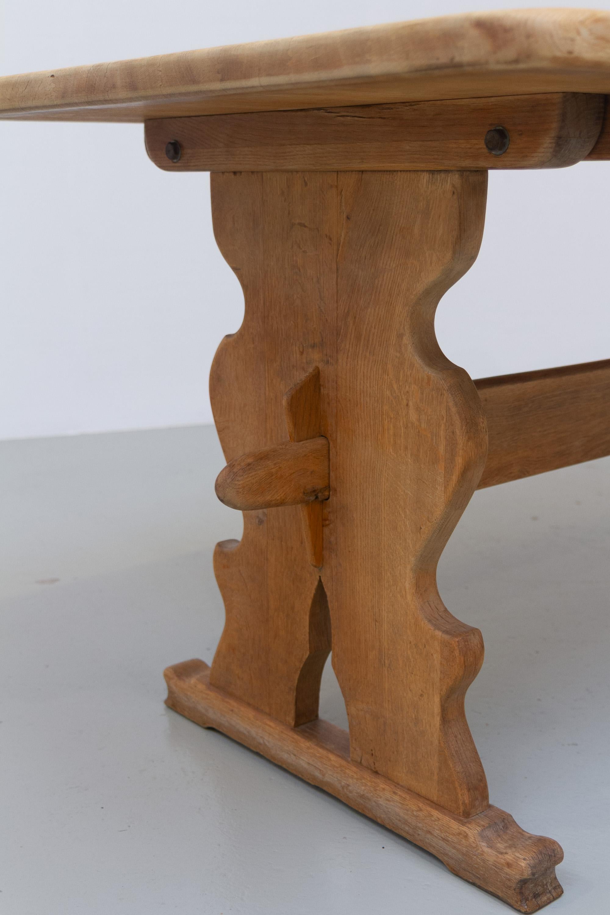 Vintage Danish Brutalist Oak Dining Table, 1960s. For Sale 2