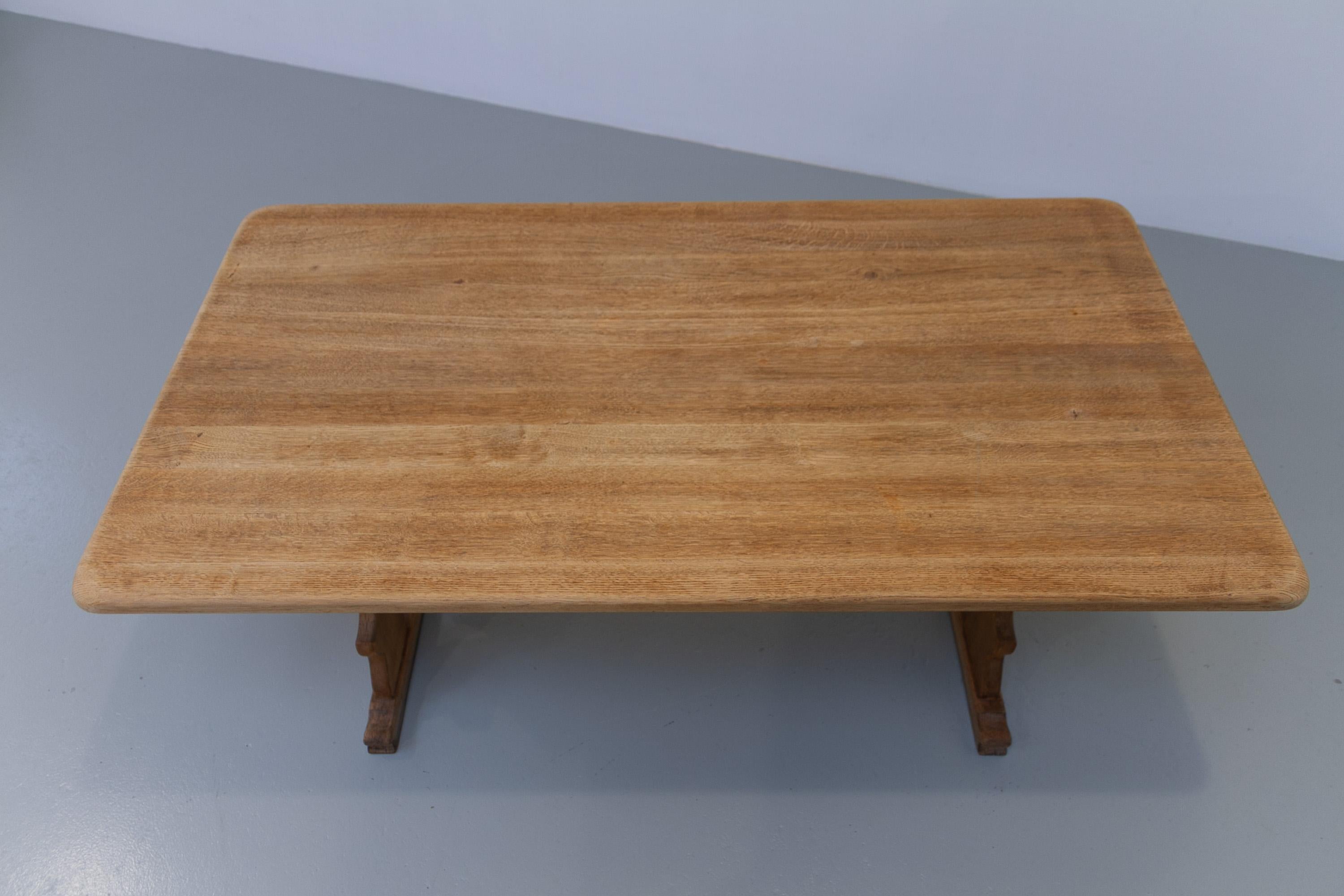Vintage Danish Brutalist Oak Dining Table, 1960s. For Sale 3