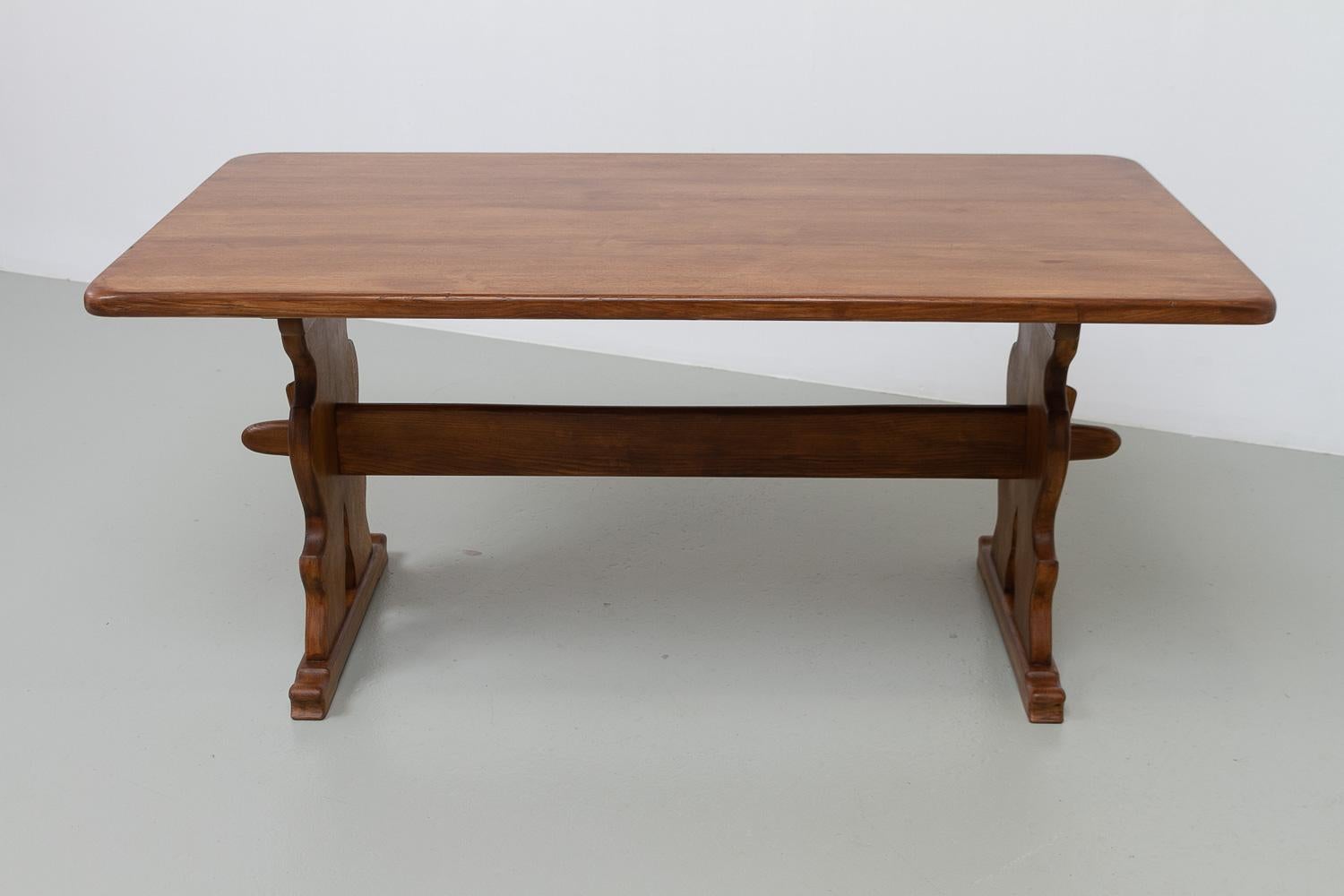 Vintage Danish Brutalist Oak Dining Table, 1960s. For Sale 4