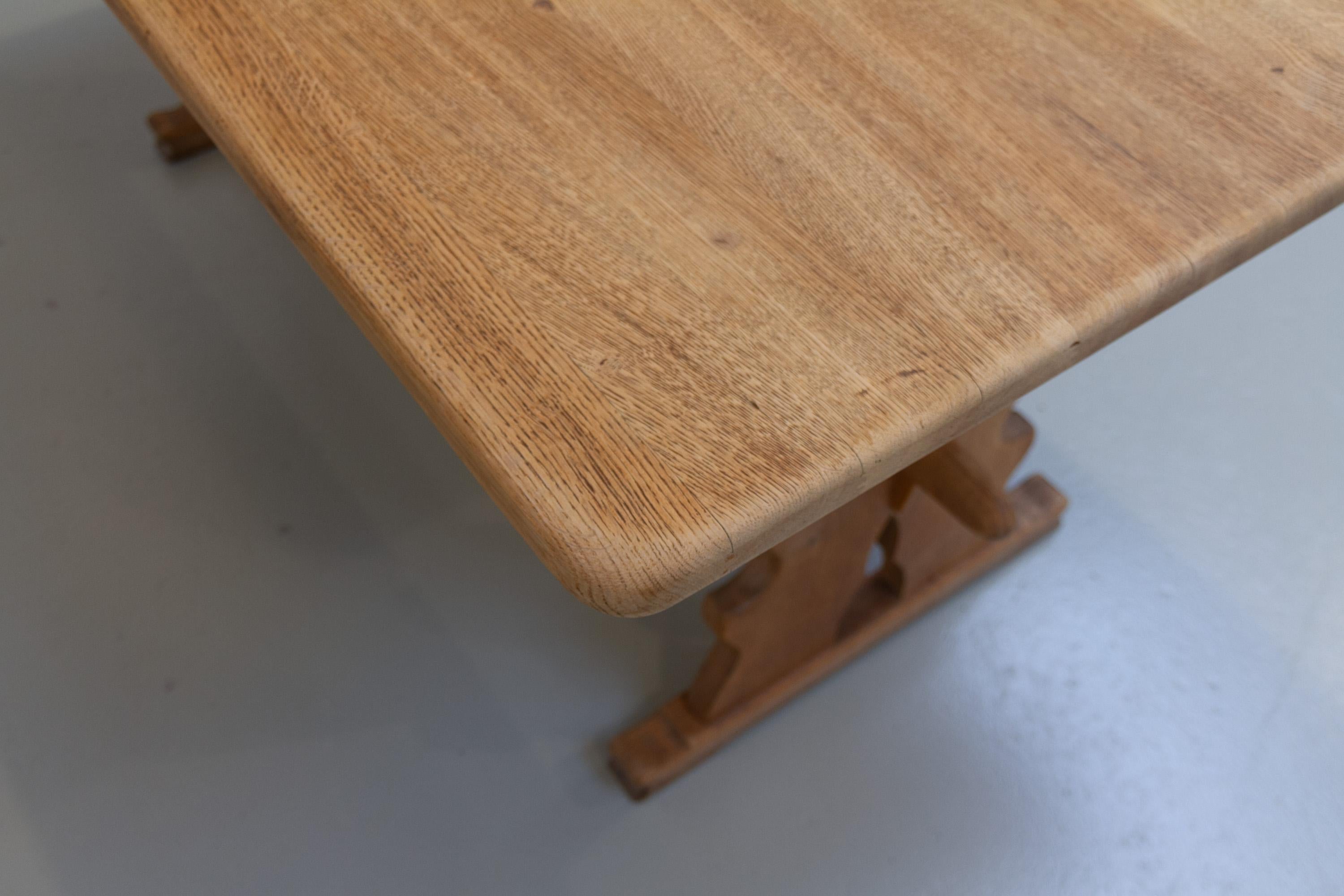 Vintage Danish Brutalist Oak Dining Table, 1960s. For Sale 4