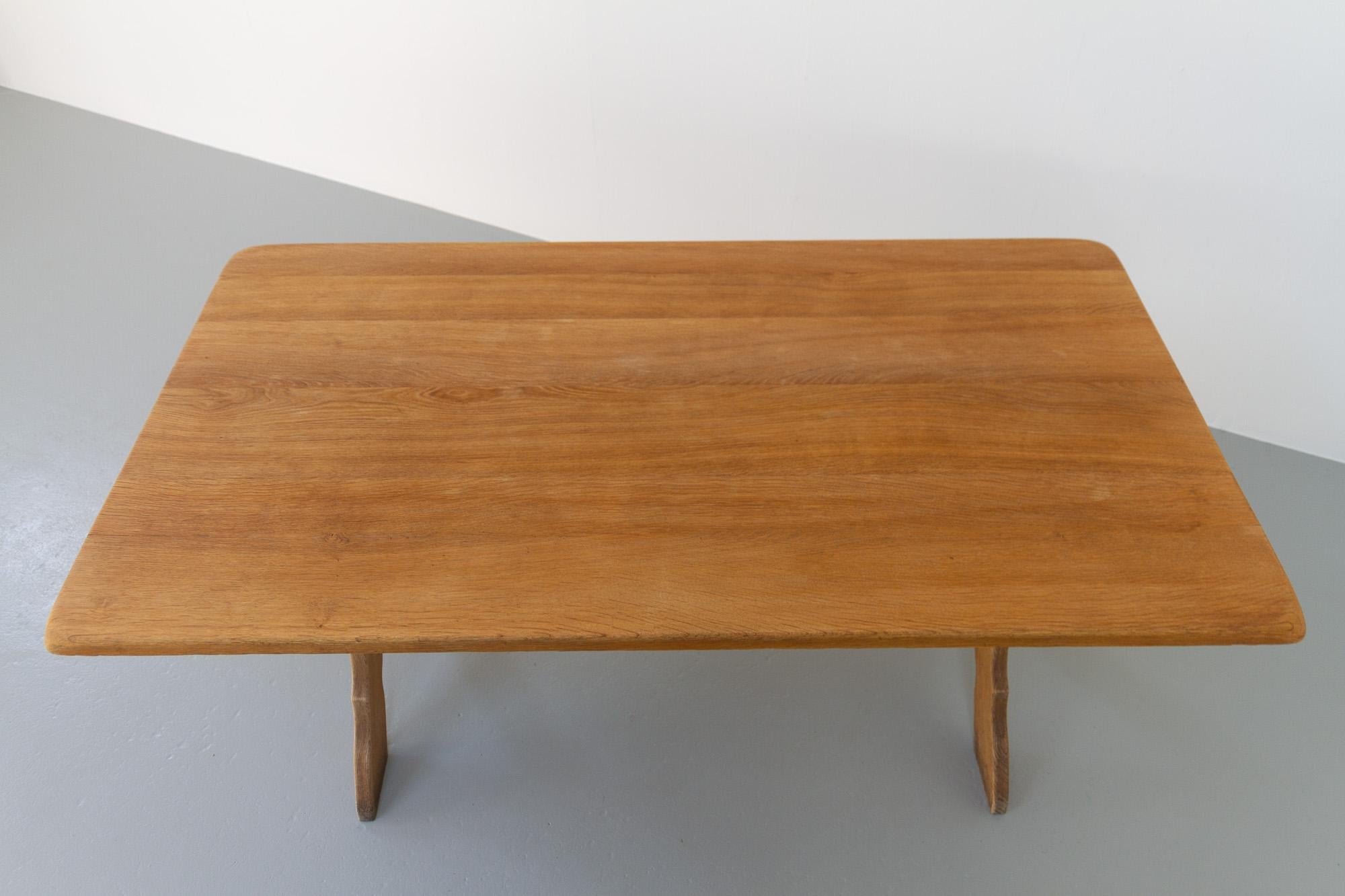 Vintage Danish Brutalist Oak Dining Table, 1960s. For Sale 5