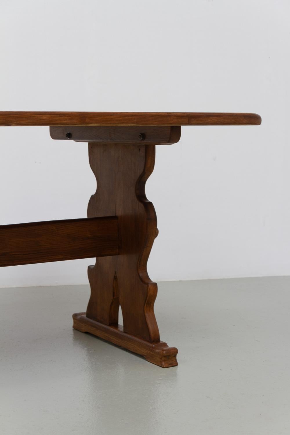 Vintage Danish Brutalist Oak Dining Table, 1960s. For Sale 5