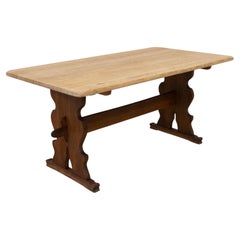 Vintage Danish Brutalist Oak Dining Table, 1960s.