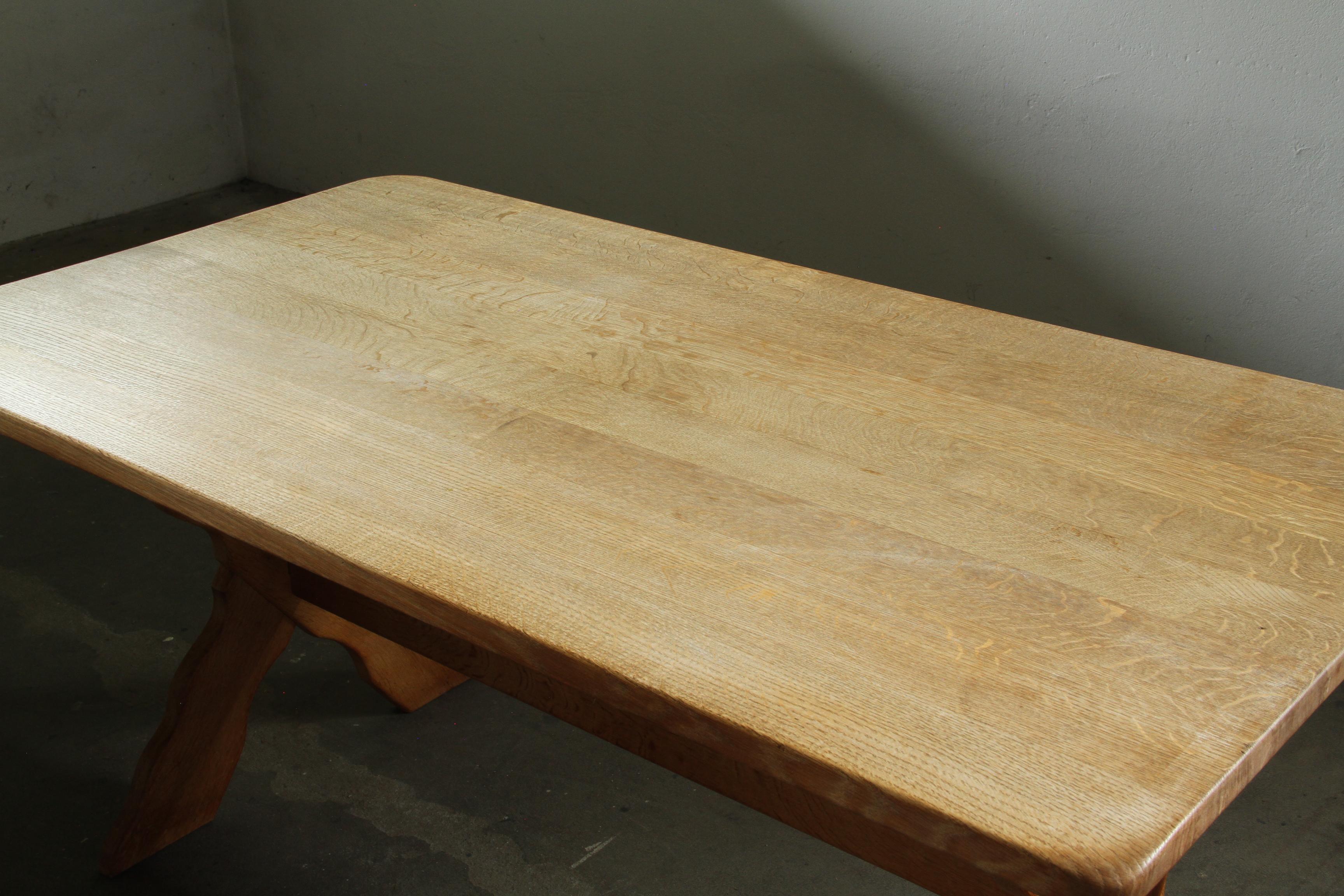Vintage Danish Brutalist Oak Dining Table attributed to Henning Kjærnulf, 1960s For Sale 10