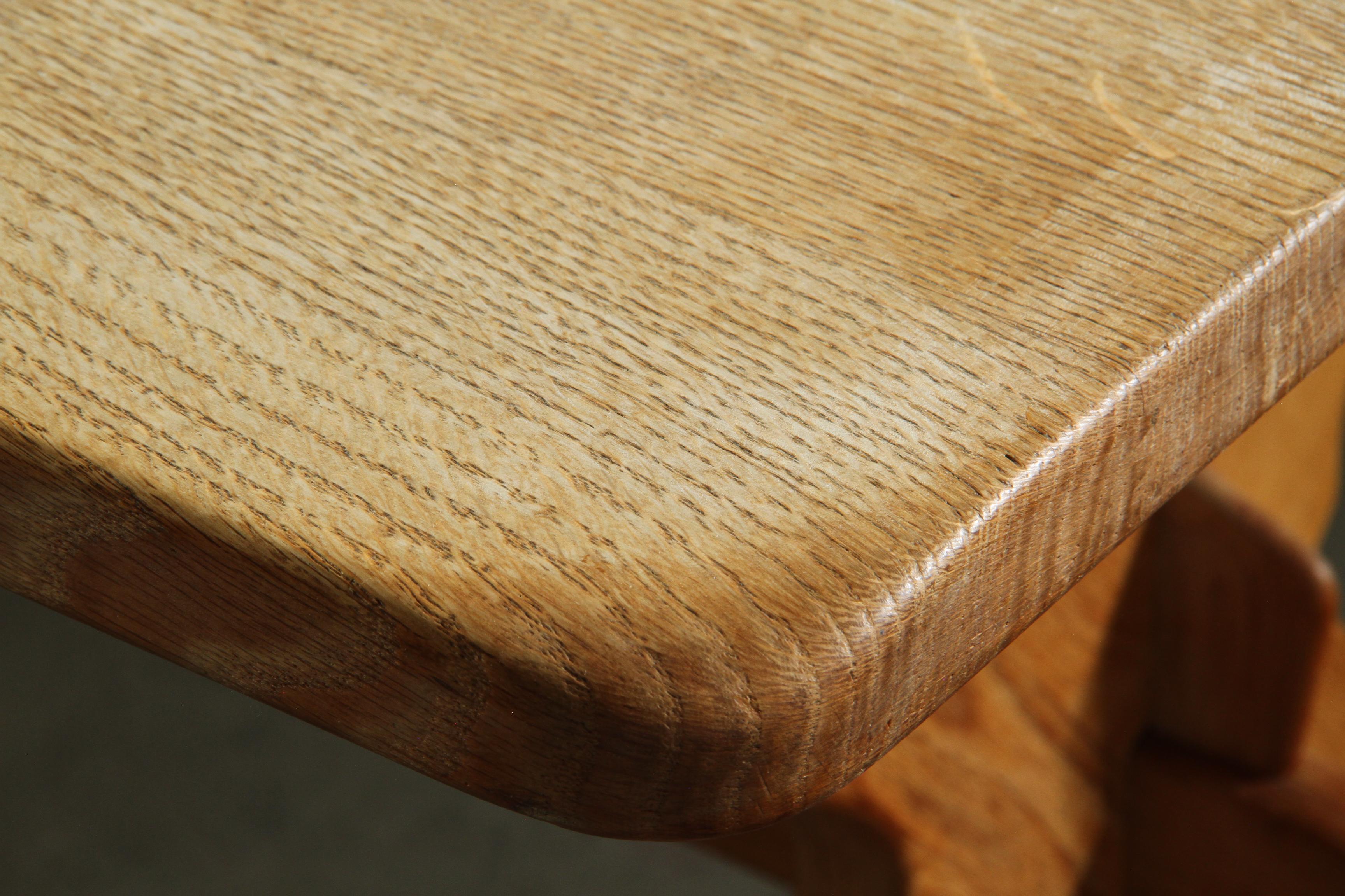 Vintage Danish Brutalist Oak Dining Table attributed to Henning Kjærnulf, 1960s For Sale 12