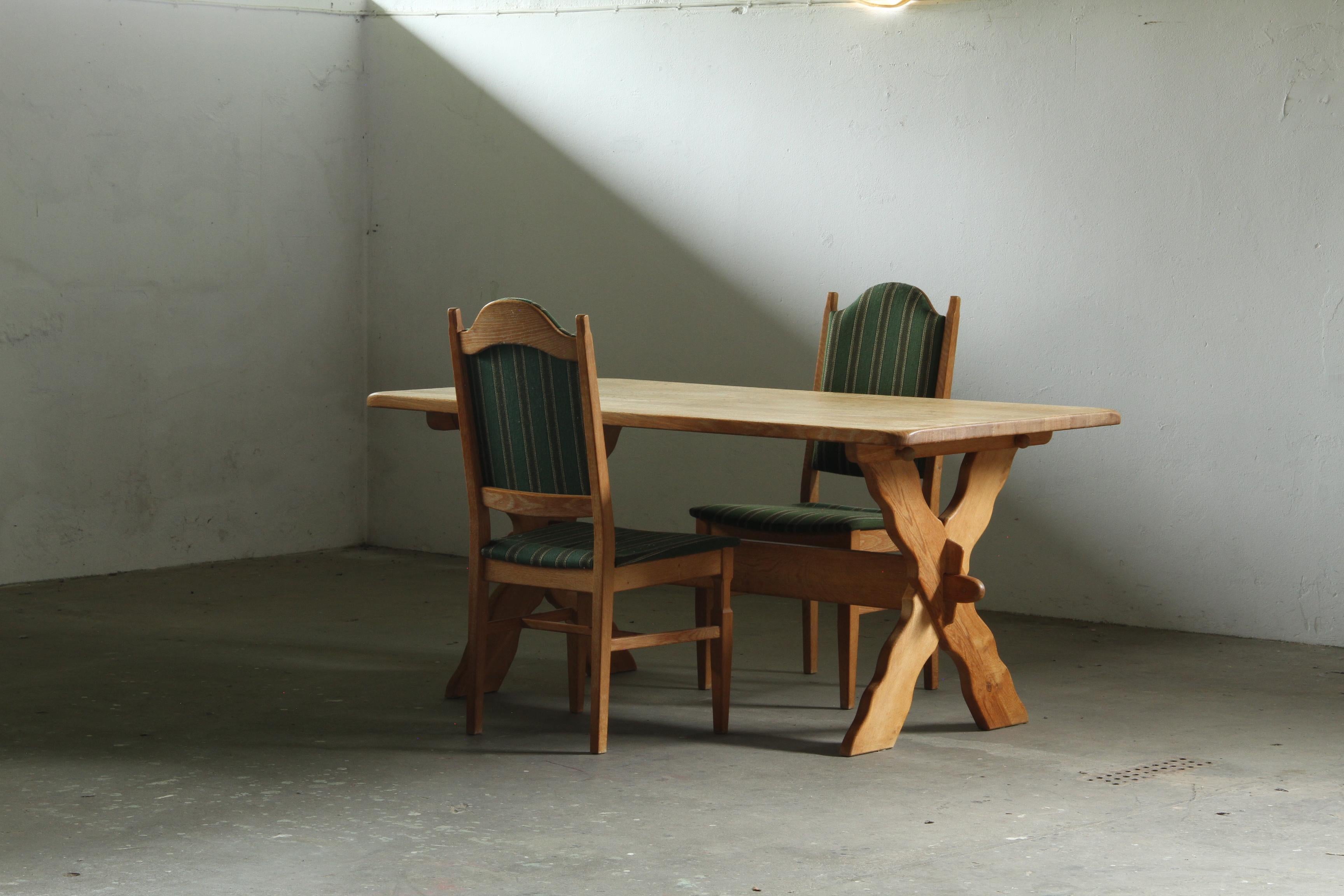 Vintage Danish Brutalist Oak Dining Table attributed to Henning Kjærnulf, 1960s For Sale 13